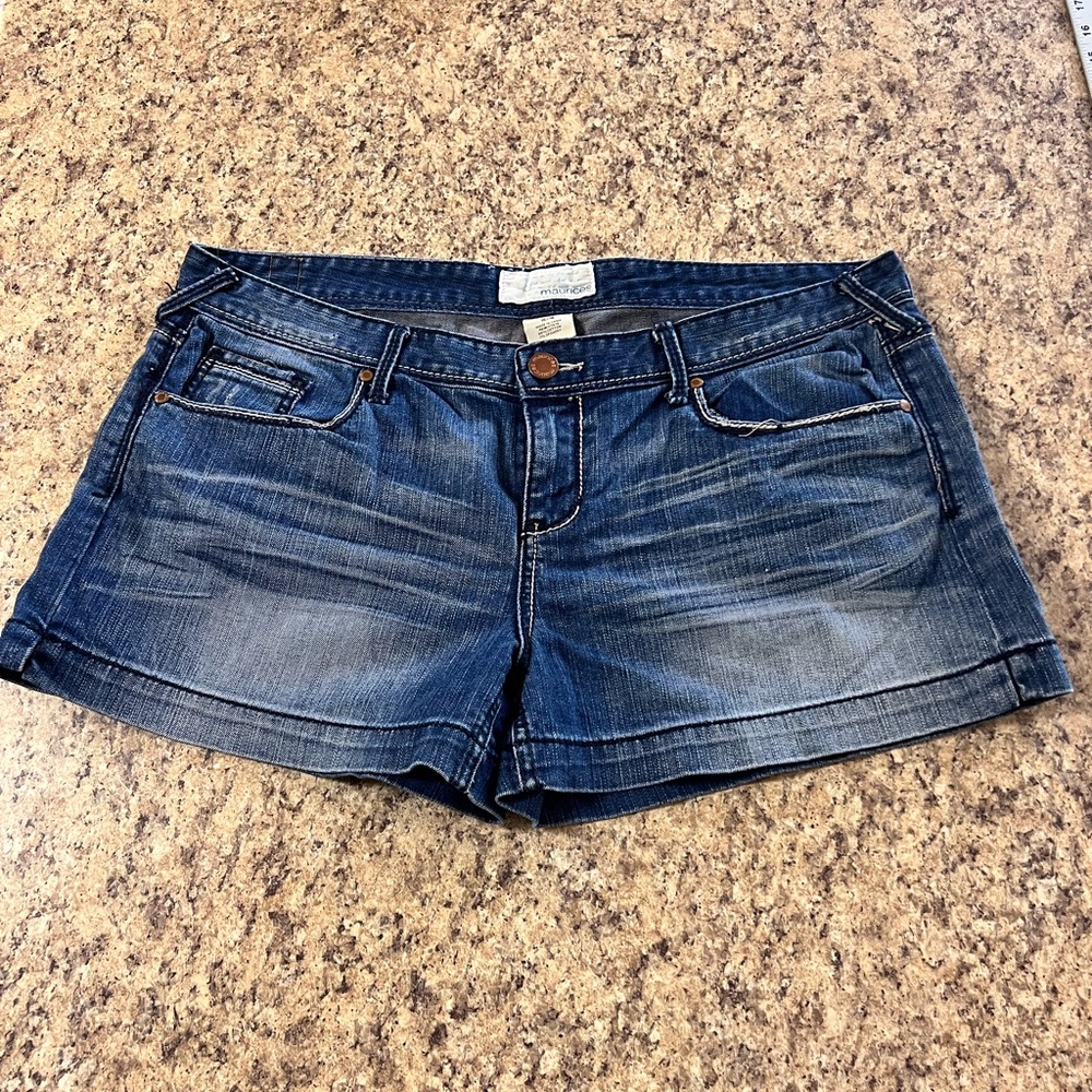 Maurices Mid-Rise Washed Blue Denim Jean Shorts